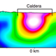 Cross section of the caldera.
